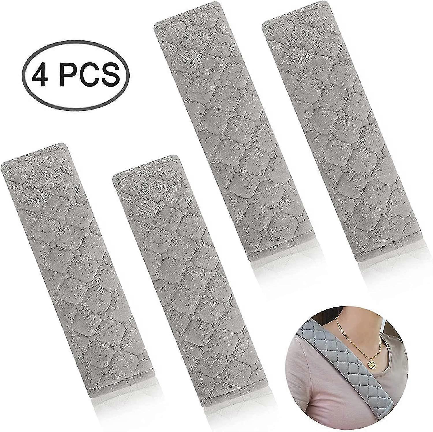 4 Pieces Auto Comfort Pads, Car Seat Belt Pads, Safety Car Shoulder Protection, Car Seat Belt Protector, Gray
