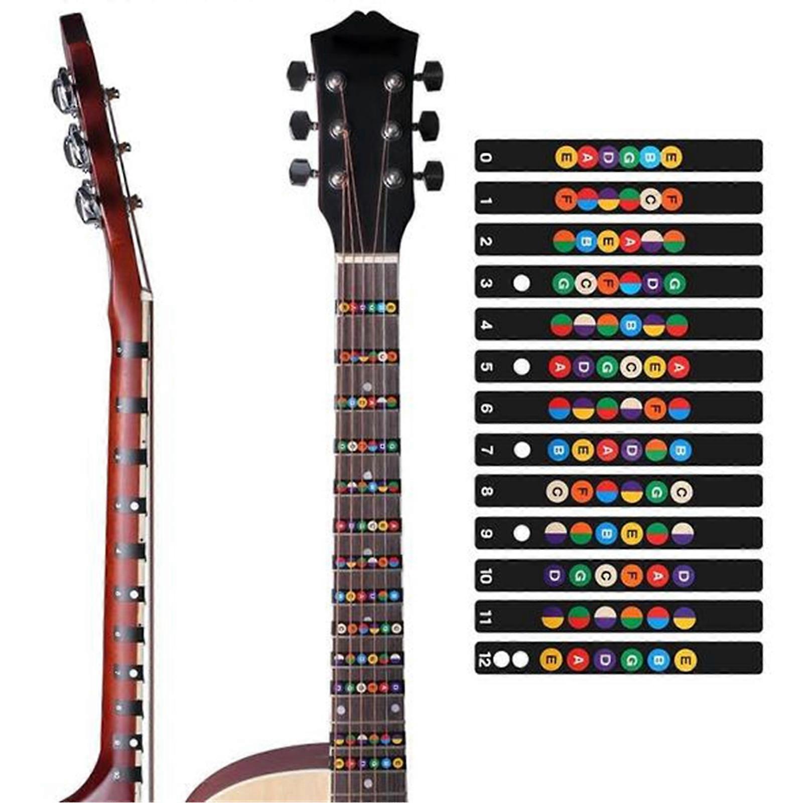 2pcs Guitar Sticker Notes Map Labels