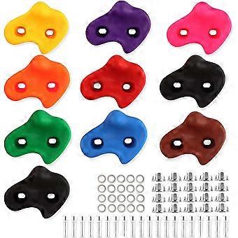 Kids Climbing Holds, 10 Pieces Kids Climbing Holds with Fixing Hardware, Climbing Wall Grips, Indoor/Outdoor Climbing Colorful Combinationsrandom colo