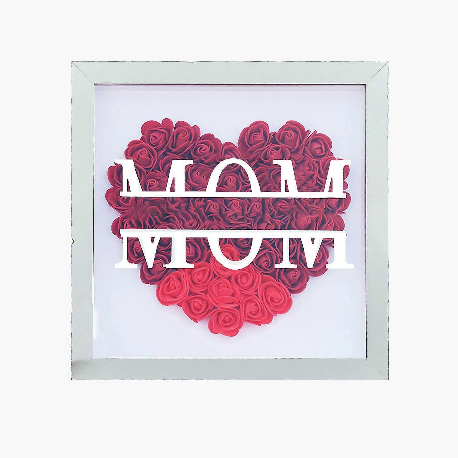 Mom Flower Shadow Box With Name Frame Dried Flower Picture Frame Monogram Shadowbox Personalized Gift - SNNGV