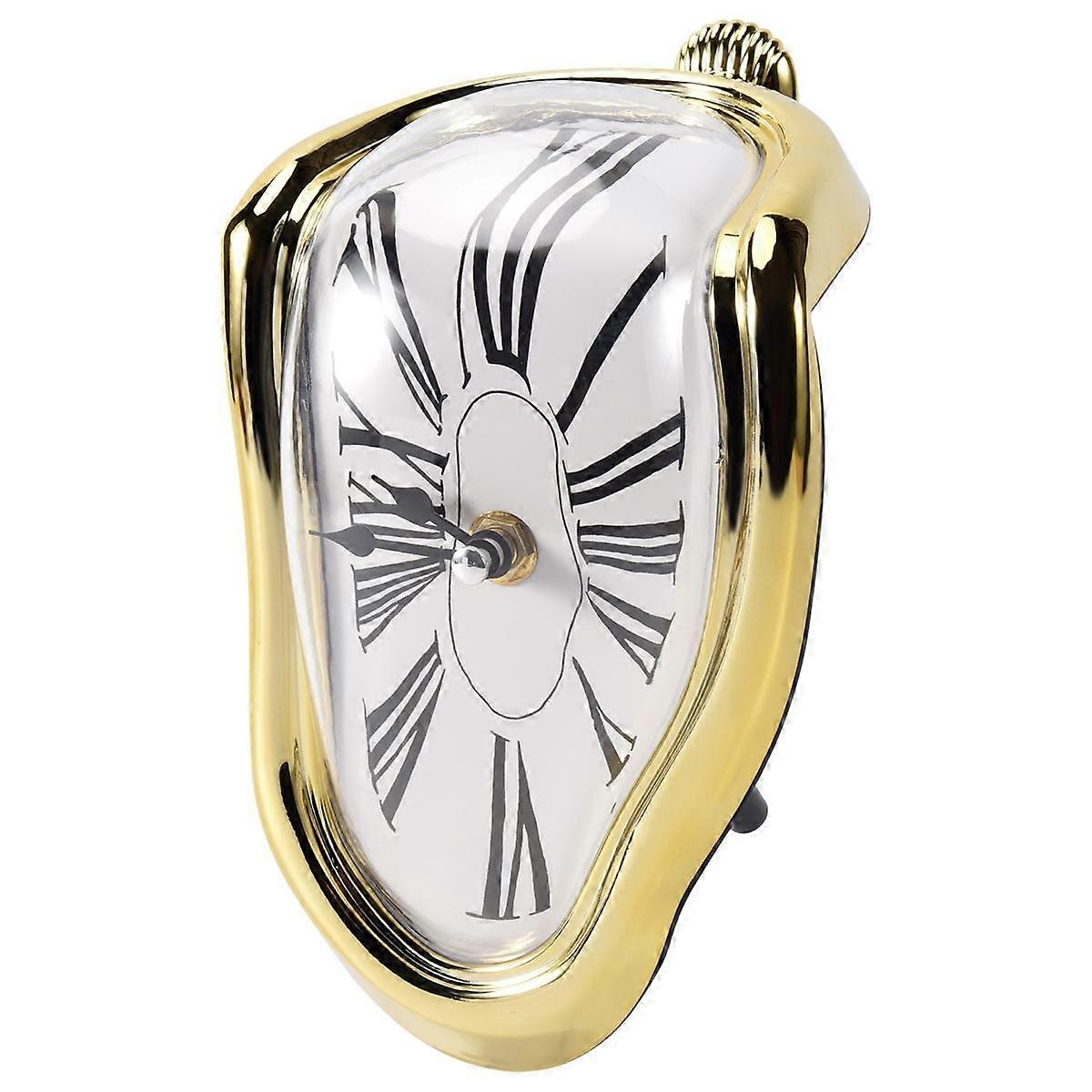 Melting Clock, Block-Type Twisted Clock,Melted Clock for Decorative Home Office Shelf Desk Table Fu