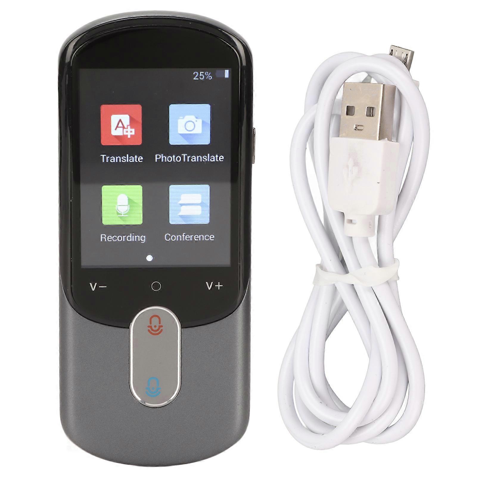 Smart Translator 2.88in Touch Screen Real Time Two Way Translation Portable Intelligent Language Voice Translator Grey