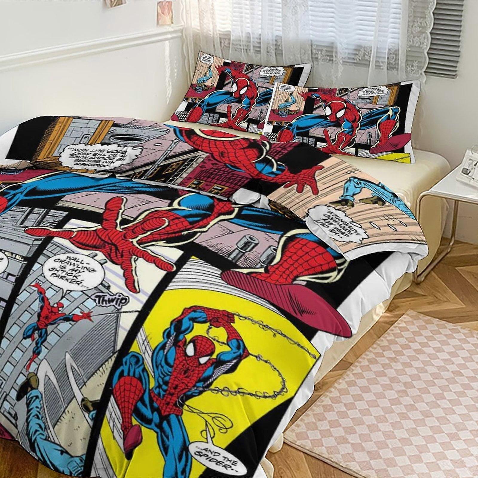 Kt81 Spiderman Bedding Sets for Kids Men Women Twin Size 3pcs 1 Comforter Cover And 2 Pillowcases-xp Tp81