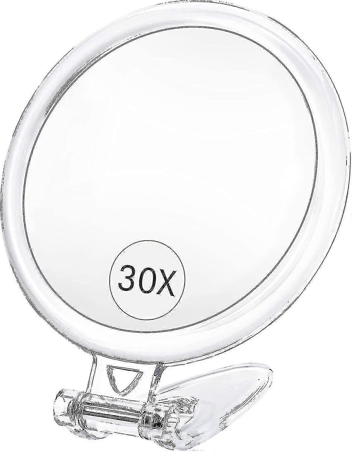 Magnifying Mirror,30x Hand Mirror With Handle,travel Magnifying Mirror With Double-sided 1x/30x Magnification,5 In Handheld Magnifying Mirror,foldable