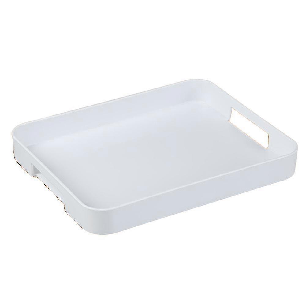 White Serving Tray With Handles Staable Rectangle Plastic Serving Platter