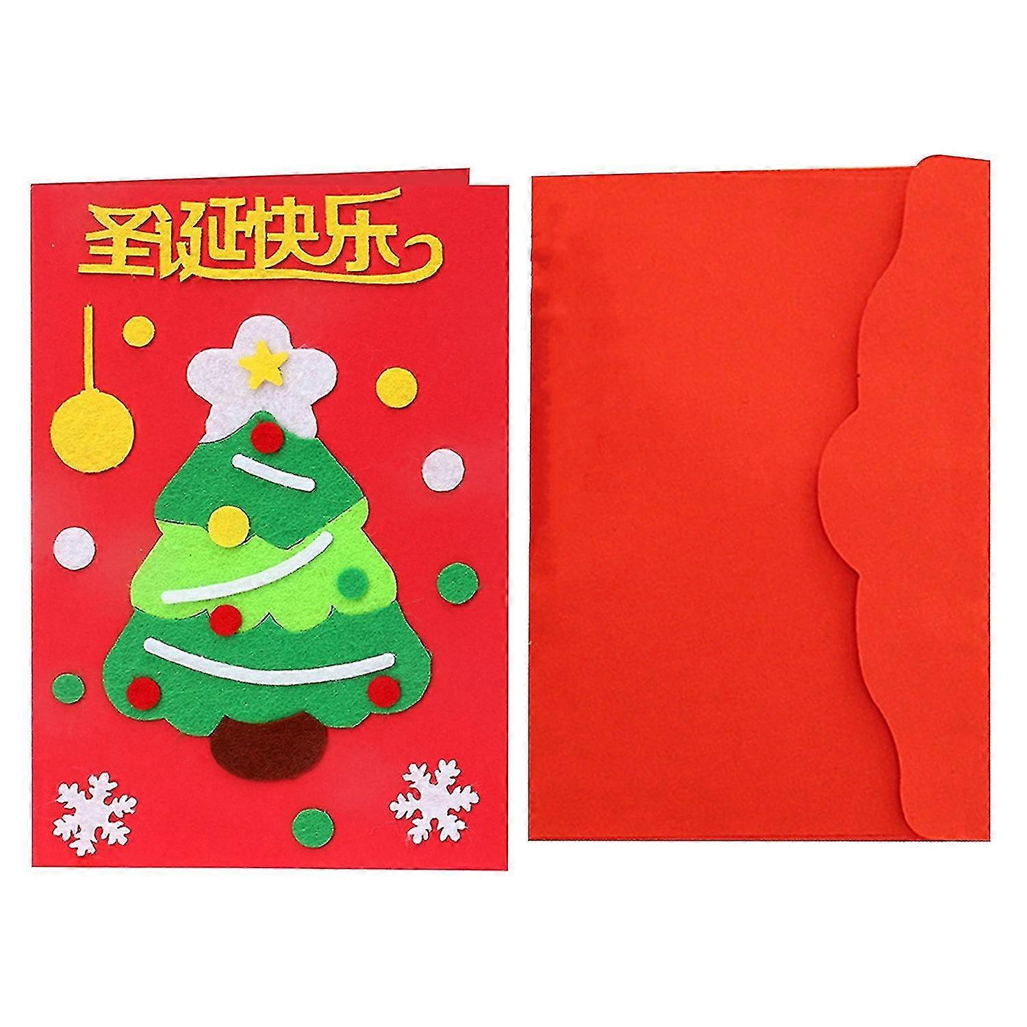 1 Set Christmas Greeting Card Exquisite Santa Snowman Deer Pattern Diy Xmas Card Material Kit For Ho