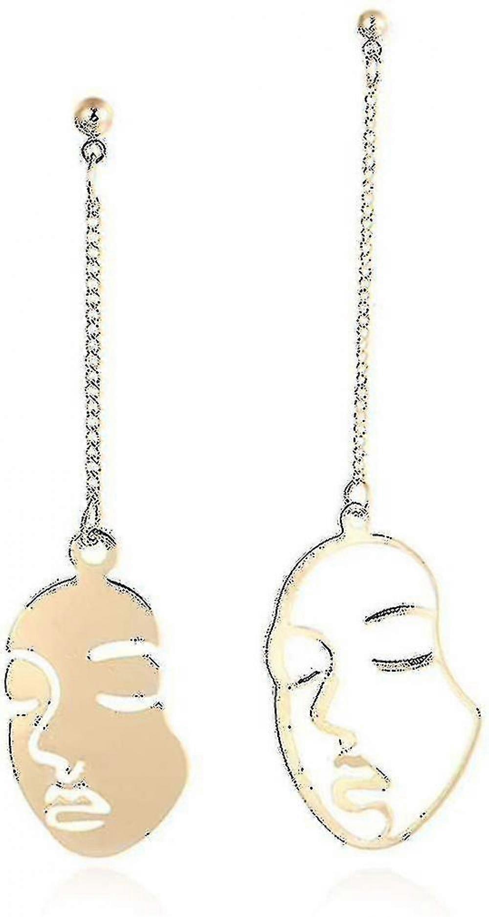Funny Face Long Earrings Exaggerated Profile Face Line Stud Earrings
