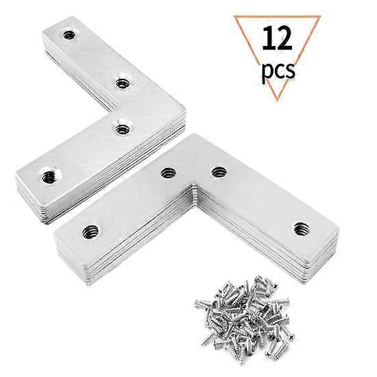 Flat Corner Brace, L Type Shelf Bracket 2.4"x2.4", Heavy Duty Stainless Steel Shelf Supports, Decorative Joint Angle Bracket with Screws for Shelves,