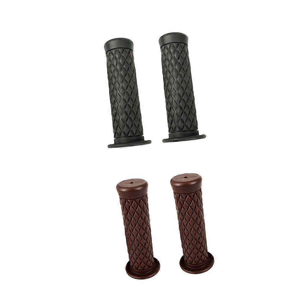 2 Pair Retro Handlebar With Bar Grips On Handle Dark Brown And