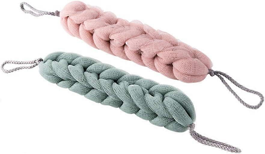 2 Pcs Bath Loofahs Long Strip avec poignée