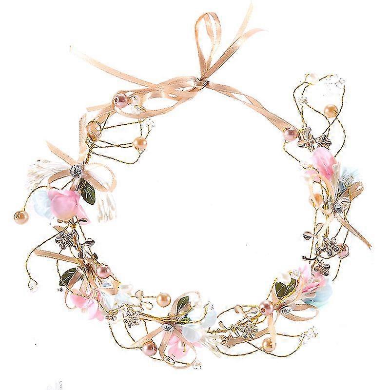 Handgemaakte boog bloemen bruids tiara krans bruids knoop bruiloft