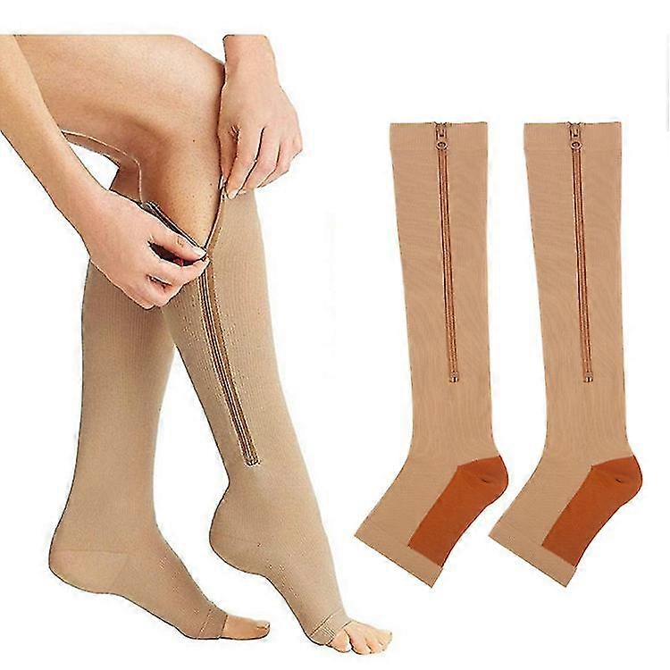Zipper Compression Socks - Zip Up Support Stockings Easy To Wear