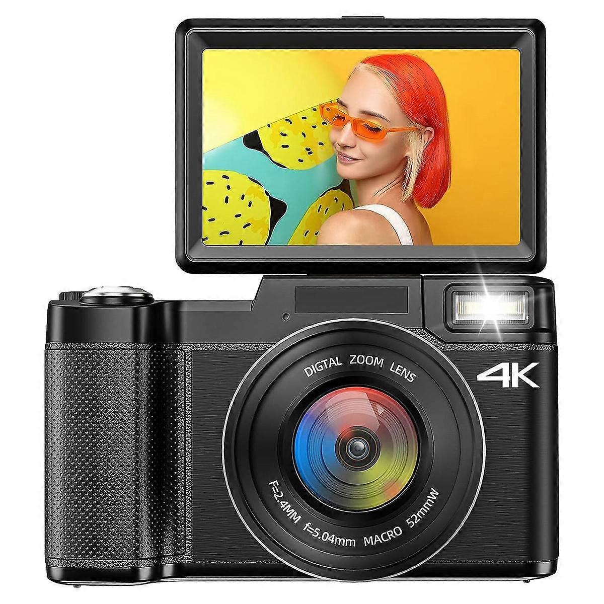 4K Digital Camera for Photography,Autofocus 48MP Camera with 16X Digital Zoom, 180Flip Screen Video Camera
