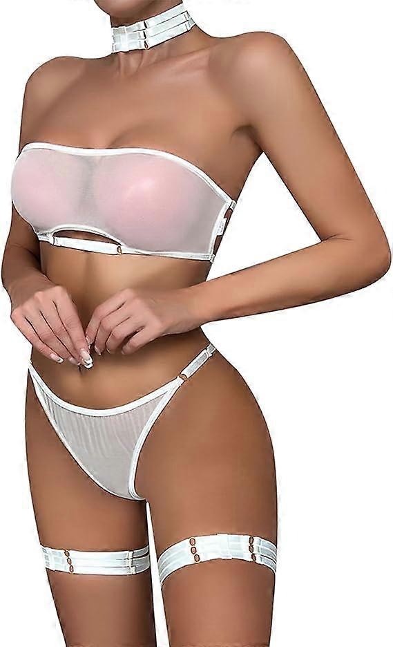 Damen Mesh durchsichtiger BH Top Micro String String Bikini Set Sexy Dessous Badeanzug