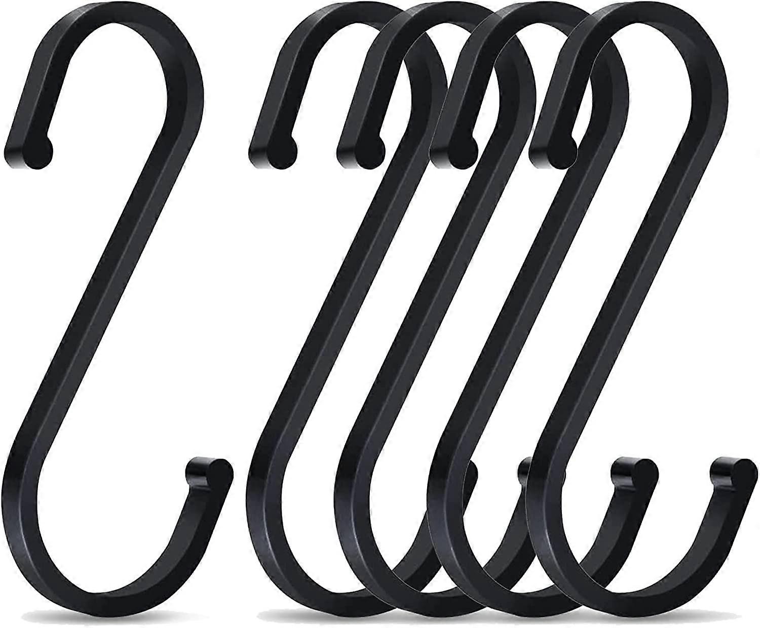5 Pieces S-Hooks, 80mm S-Shape Aluminum Hooks, Multi-Function Hook, for Kitchen, Bathroom(Black)