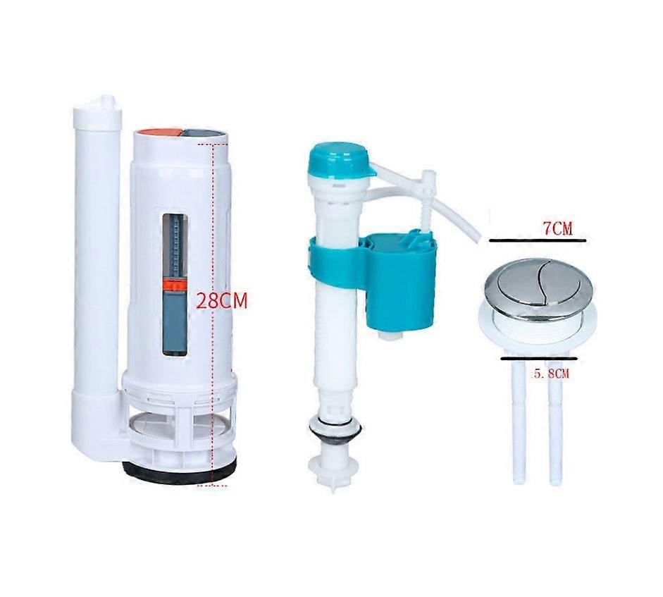 28cm - 3-delat set - spolmekanism för dold cistern - lämplig för vattentoaletter i ett stycke