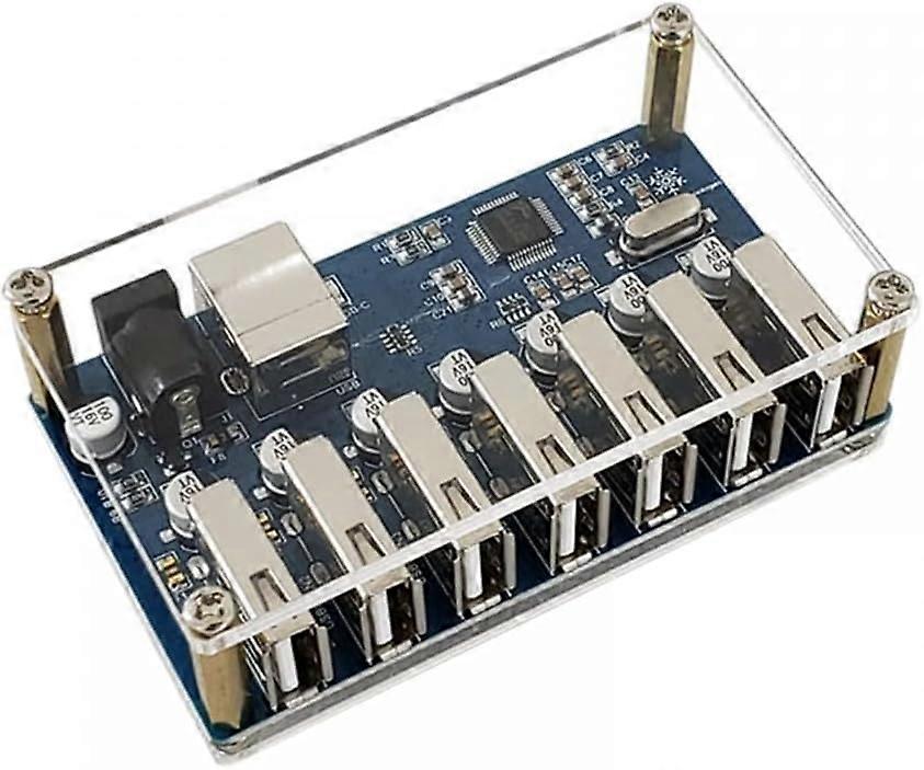 DC 5V USB 2.0 USB-HUB Splitter,1-IN-7 50MB/S Data Adapter Board with Independent Power Supply