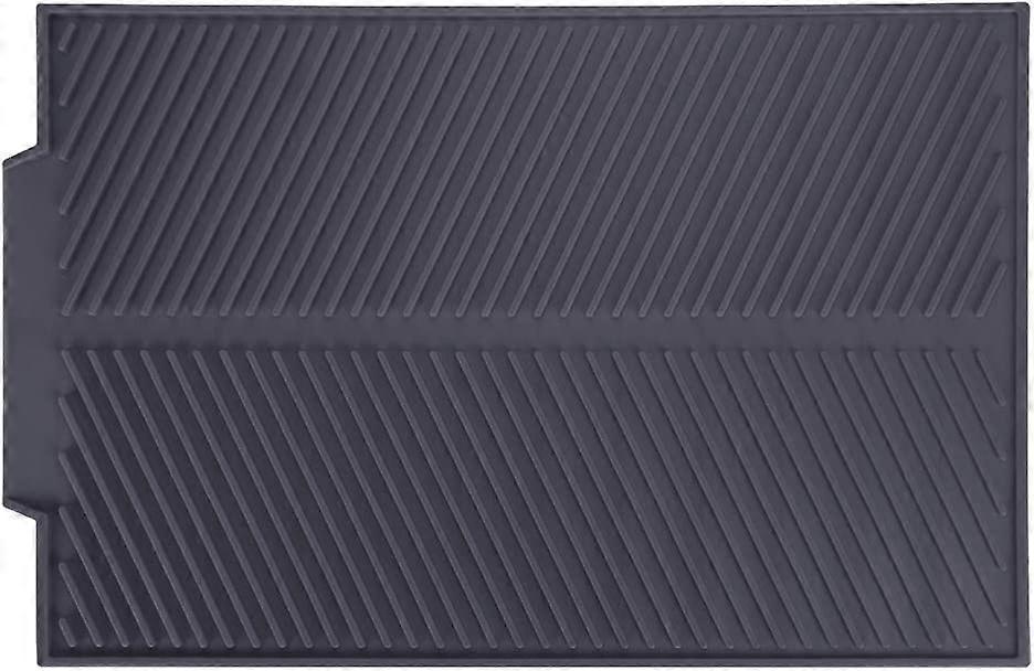 Kitchen Mat, Nuning Rectangular Silicone Drying Mat, Dish Drainer, Non-Slip Heat Resistant Tray (Black)