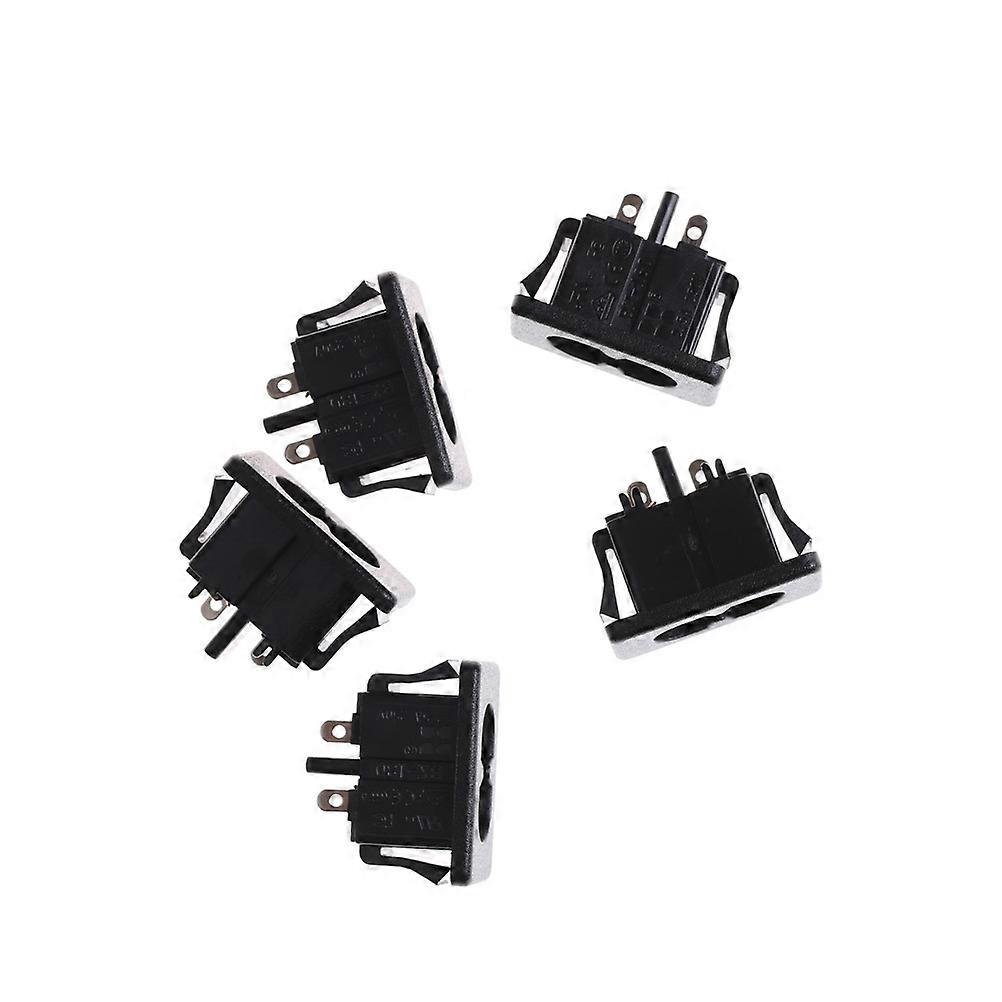 5Pcs Male 2 Pins Black AC250V 2.5A IEC320 C8  Power Inlet Socket Panel Embedded Connector 28 x 16mm