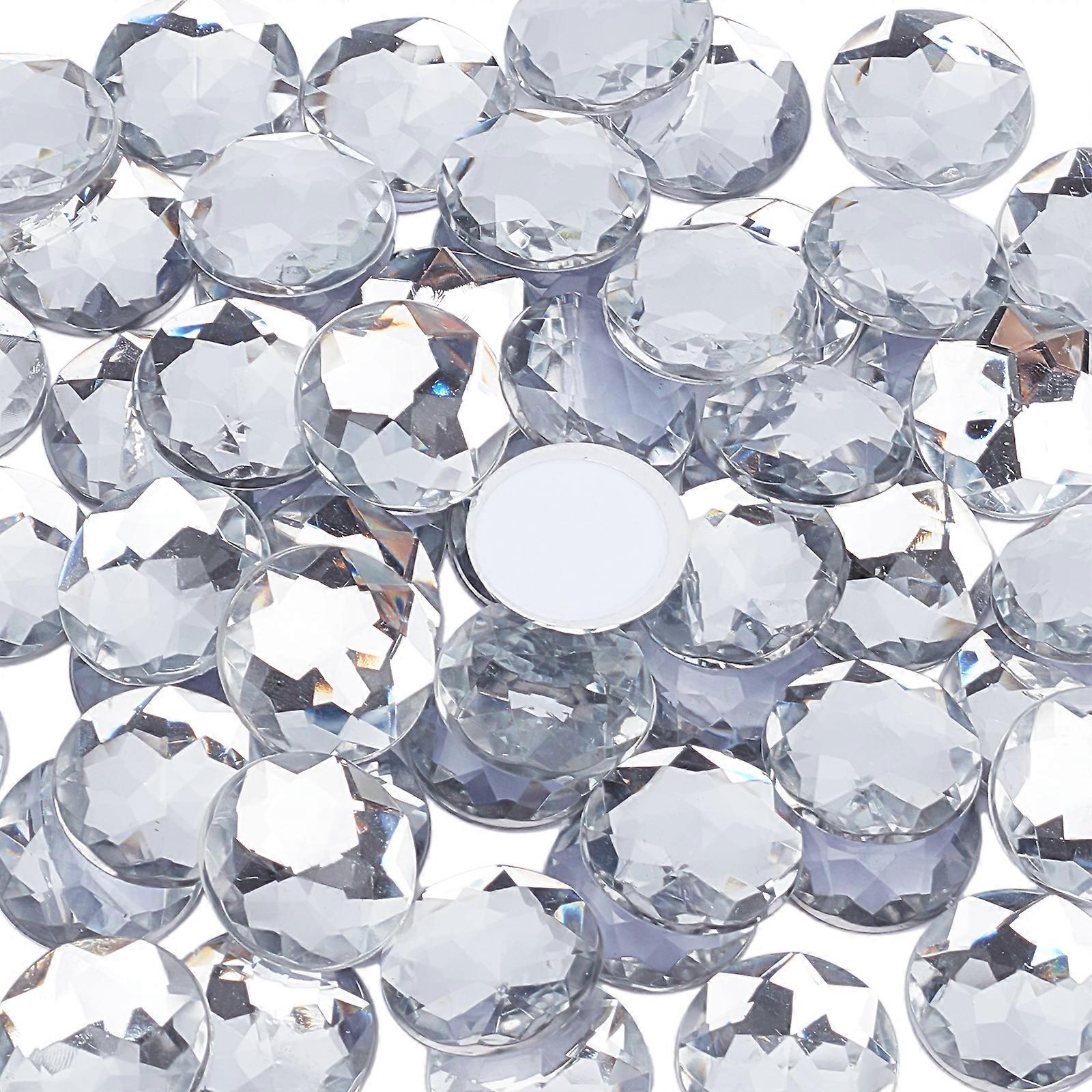 60Pcs 20mm Self-Adhesive Acrylic Clear Rhinestones