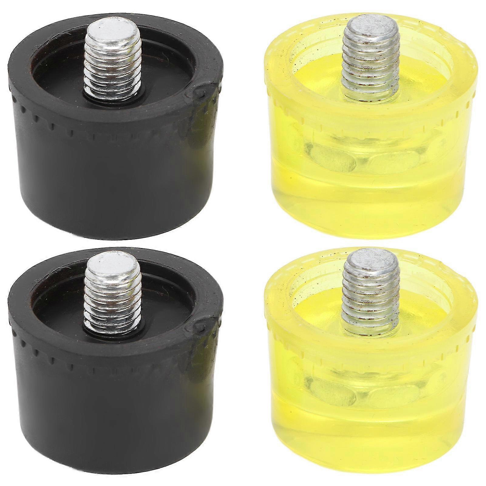 Rubber Striking Head Hammer Replacement Tips Set - 2 Sets, Yellow and Black, Dia 40mm