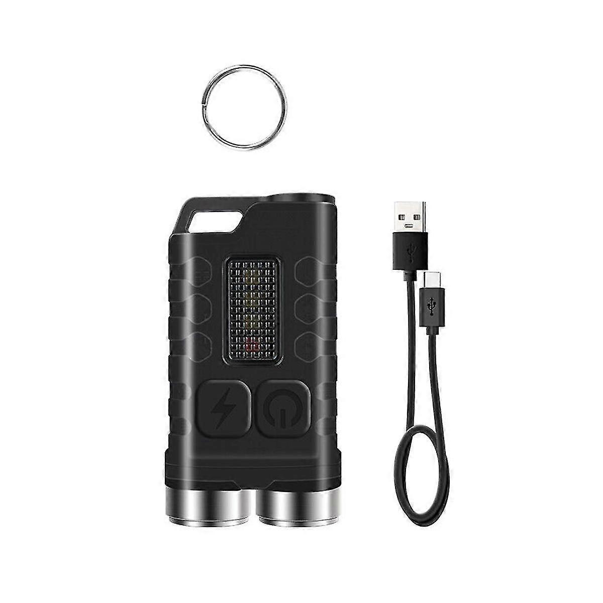 V3 Keychain Portable Flashlight 900lm Type-c Rechargeable With Magnetic Tailcap Mini Work Light For Camping-a