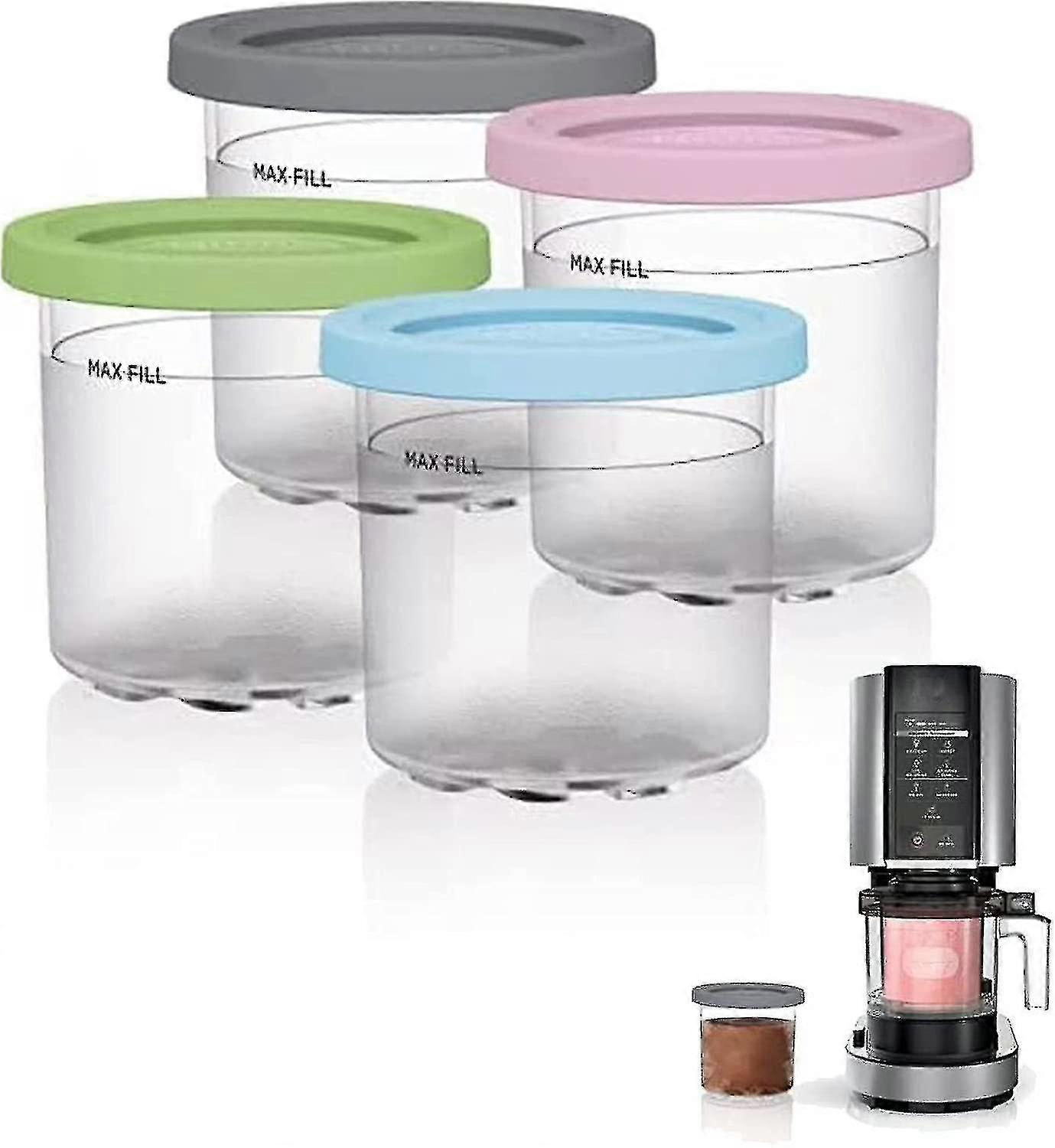 Ice Cream Pints, Ice Cream Containers With Lids Replacements For Ninja Creami Pints, Compatible For