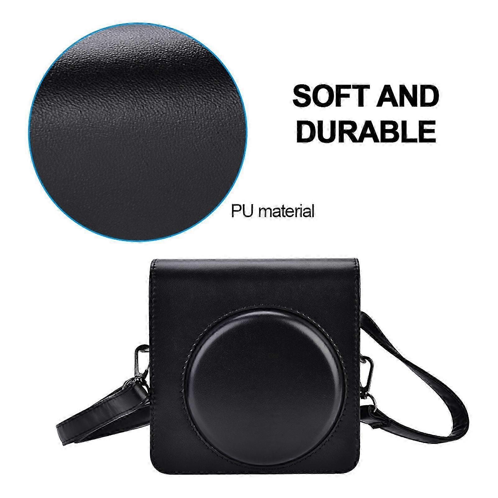 PU Leather Camera Case Bag with Strap for Fujifilm Instax SQ6 in Black