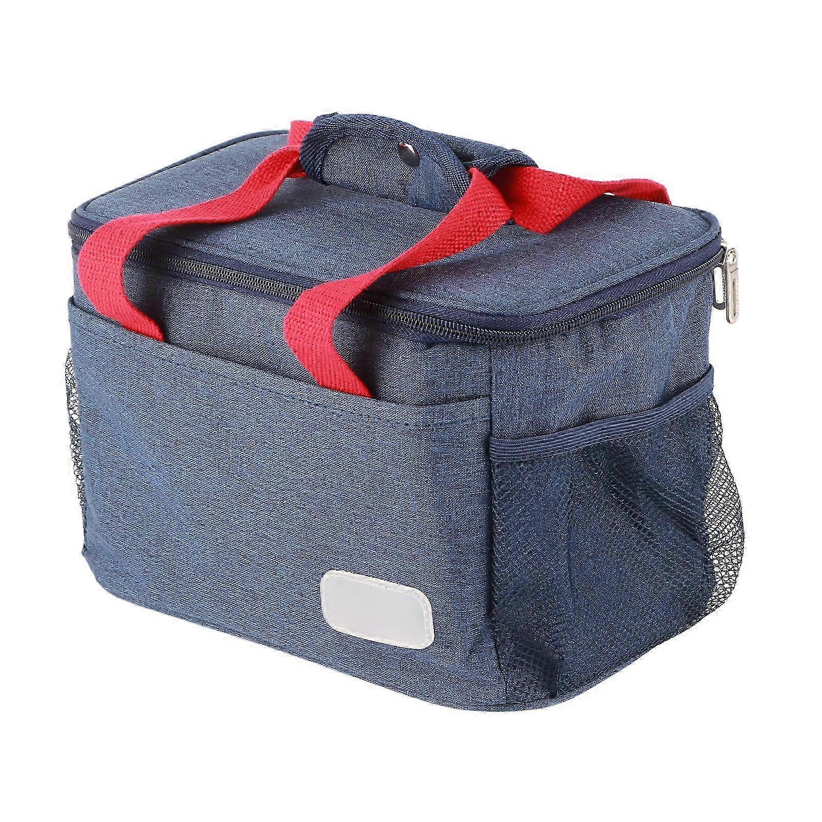 Insulated Lunch Bag 15L Waterproof Aluminum Foil Portable Large Capacity Reusable for Office Picnic Navy Blue