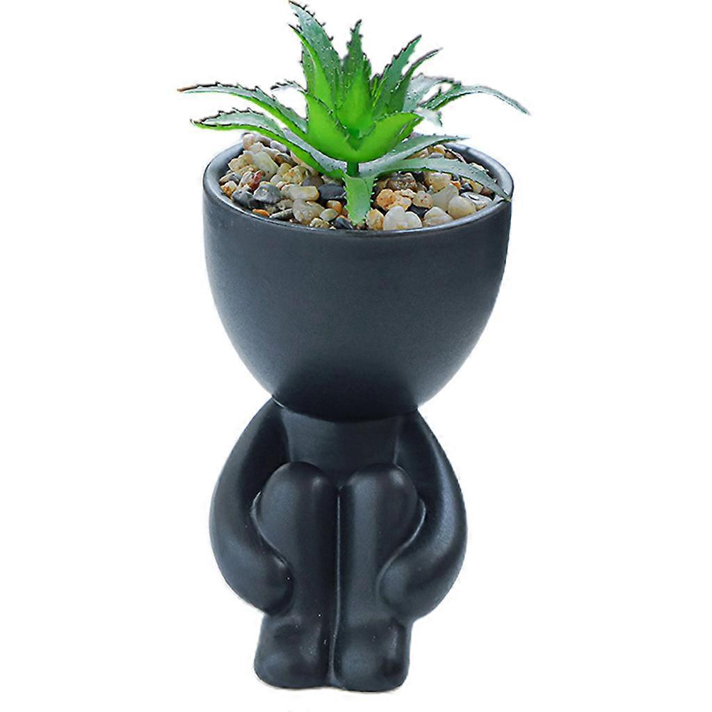 Cute Humanoid Ceramic Succulent Cactus Bonsai Planter Pots Container Desktop Dec