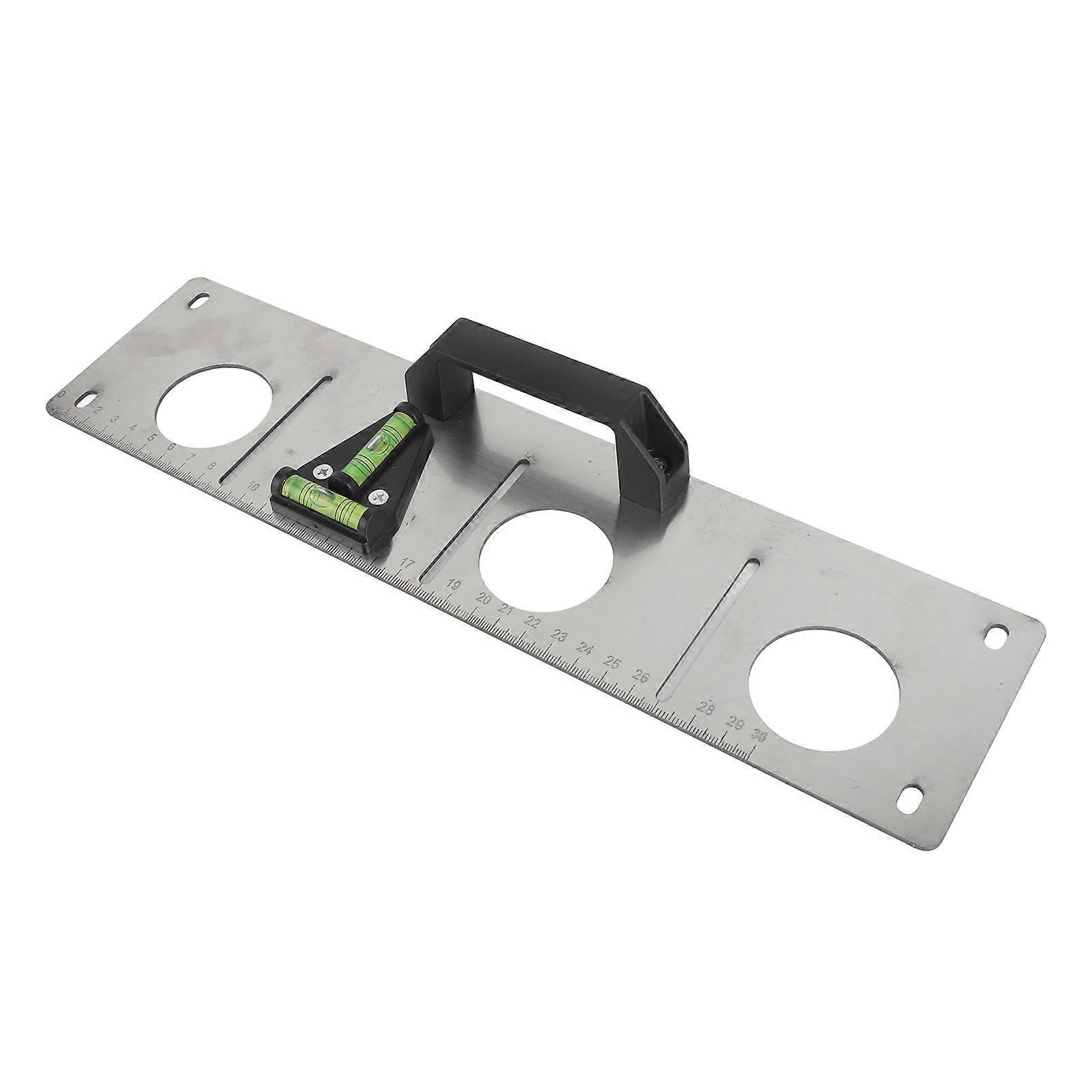 Stainless Steel Level Ruler Measuring Ruler with Outlet Cutout Tool for Water Electricity Switch Socket F Style 36x9x3.9cm