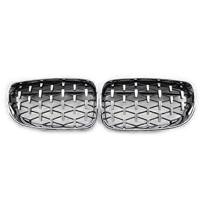 Full Chrome Car Diamond Grills Front Kidney Grille Replacement Racing Parts For BMW 1 Series E81 E82 E87 E88 2007-2013