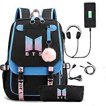 BTS Mochila USB Mochila Escolar Regalos para Niños Piezas Sets