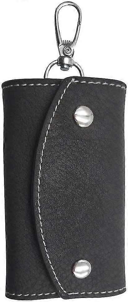 Black Leather Key Case, Leather Key Holder Unisex Leather Key Case Wallet Keychain