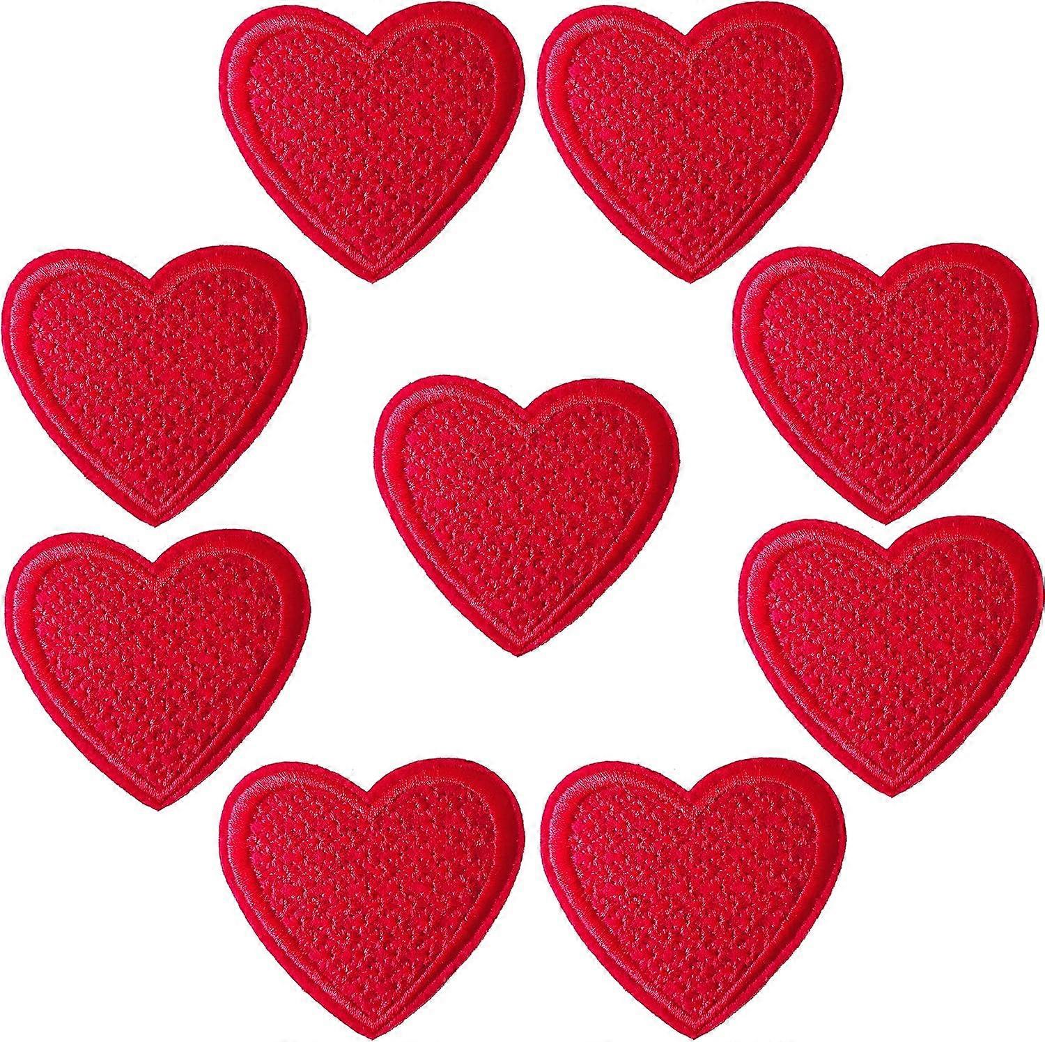 9PCS-Red Hearts Embroidered Iron-on or Sew-on Patches for Jackets, Hats, Backpacks, Jeans