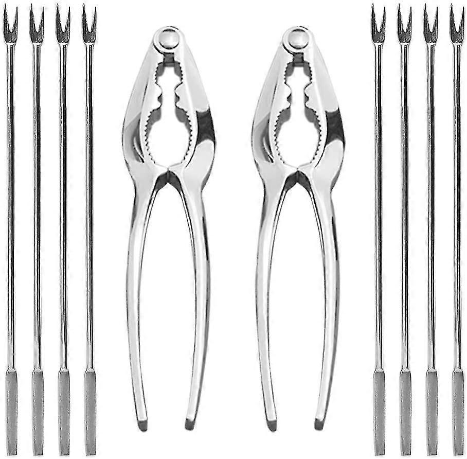 Seafood Tools Set Nut Crackers Of 8 Pcs Seafood Opener Tool Set, 2 Pcs Lobster Crackers/crab Crackers And 6 Pcs Stainless