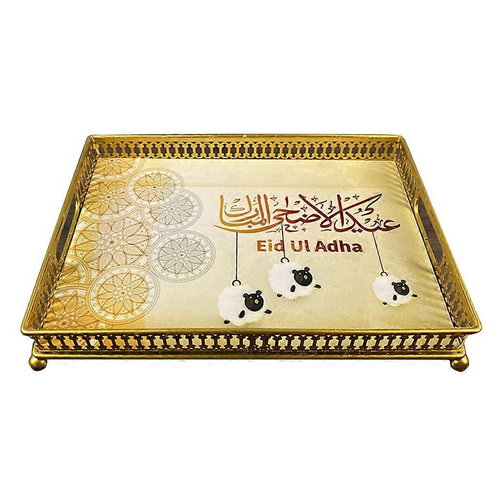 Mubarak Eid Iron Dessert Dinner Plate Tray Baking Pastry Storage Rectangle Bread
