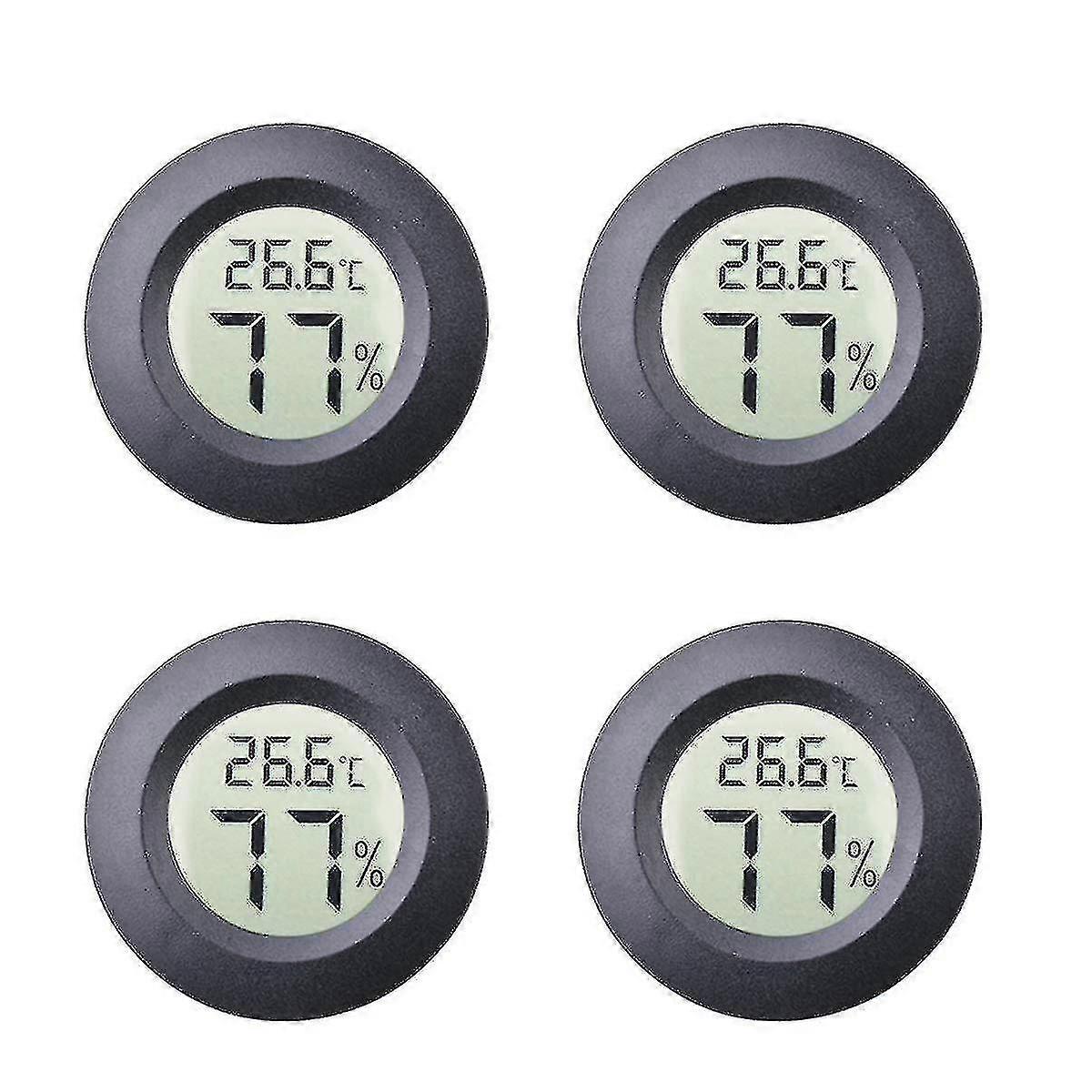 4 Pack Mini Round Celsius Or Fahrenheit Indoor Hygrometer With Digital Lcd Display For Hygrometers