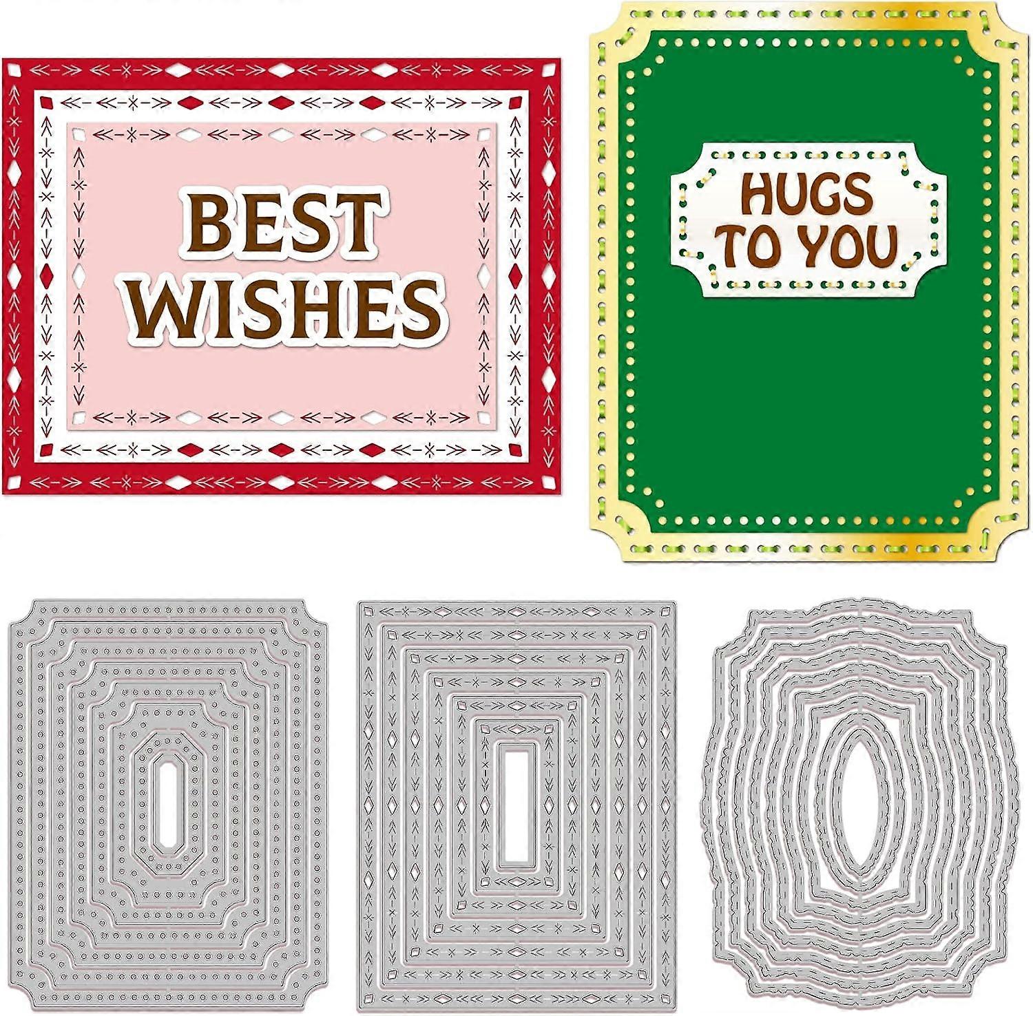3 Style Rectangle Frame Cutting Dies Frame Background Carbon Steel Die Cuts for DIY Crafting Embossing Stencil Template for Card Making Scrapbooking P