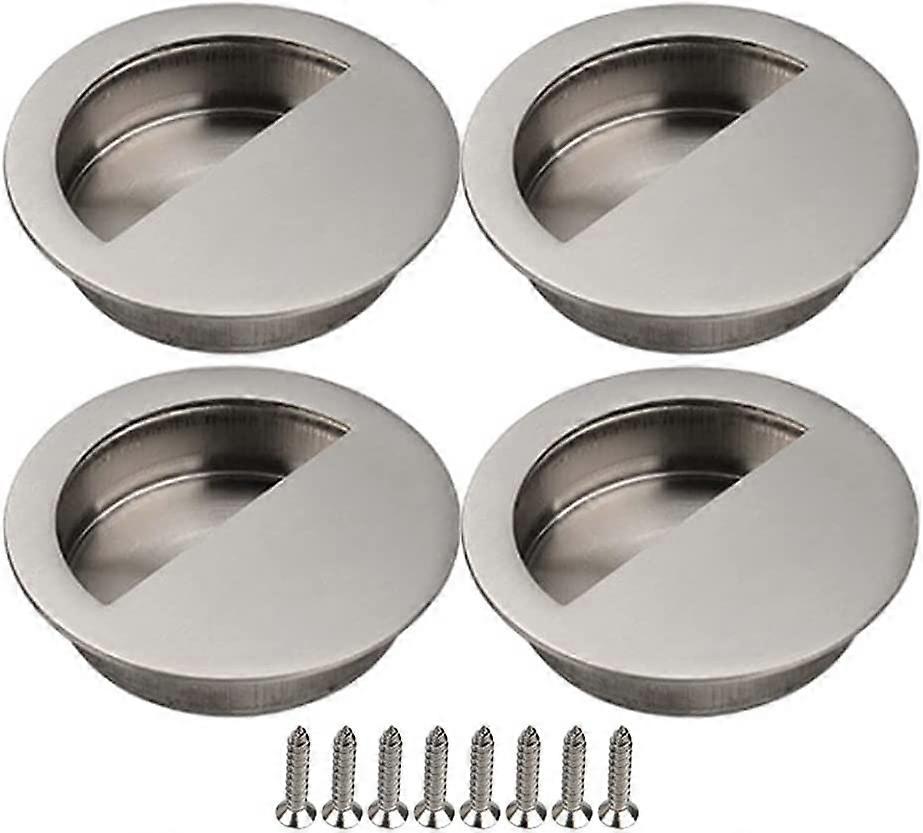 4pcs Sliding Door Handle Cupboard Door Recessed Handle Furniture Handle with Screws Cabinet Silver