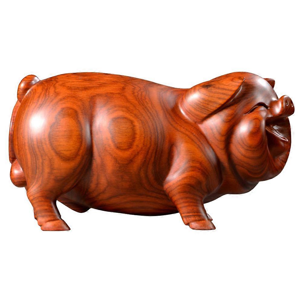 Auspicious Holz Carving Schwein Statue Ornament Desktop Holz Schwein Handwerk Sternzeichen Schwein Statue 8x4cm