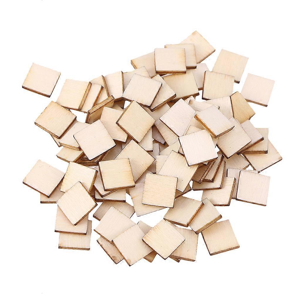 300 Pcs Square Wood Slices Blank Wood Pieces Unfinished DIY Plaque for Painting Art Crafts 25MM