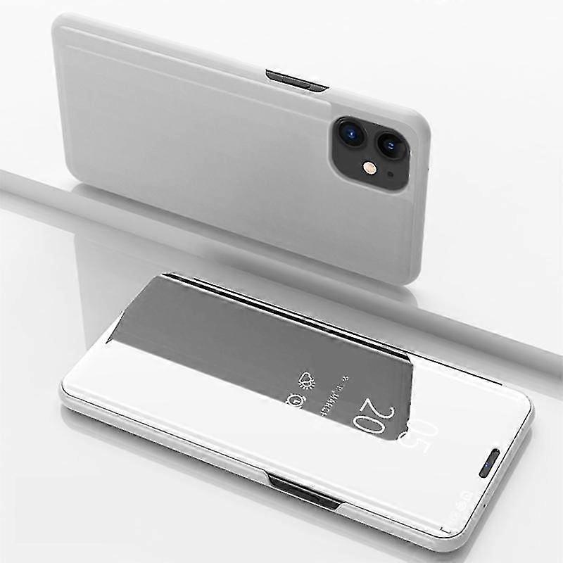 For Iphone 12 / 12 Pro Plated Mirror Horizontal Flip Leather Case With Holder(black)