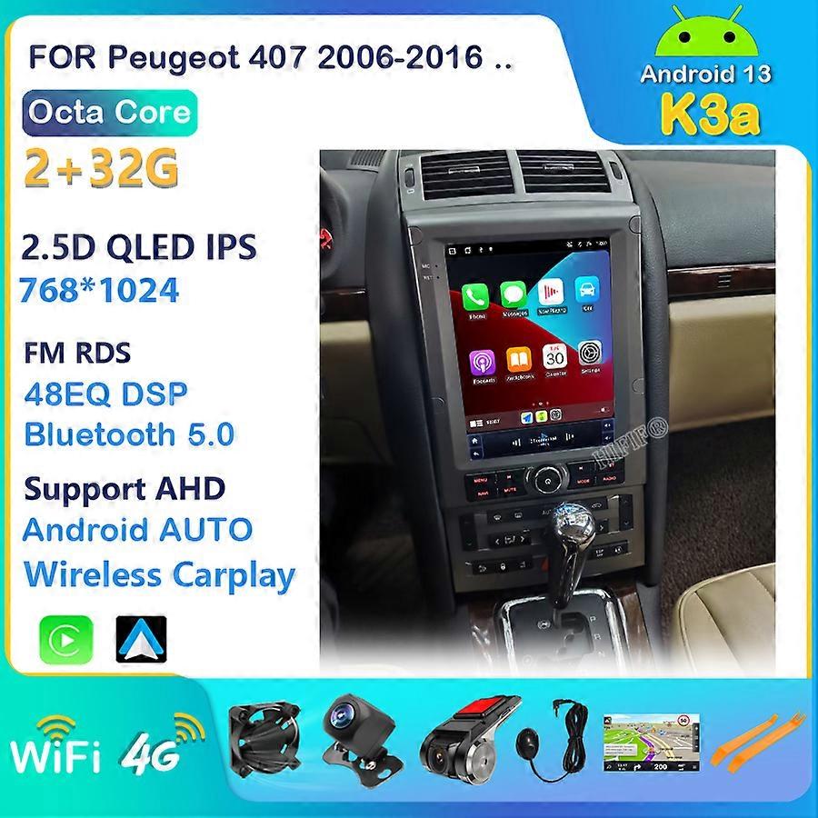 Per Peugeot 407 2006-2016 Autoradio GPS Navigazione Tesla stile verticale grande schermo dvd Lettore Carplay Auto Stereo Unità principale