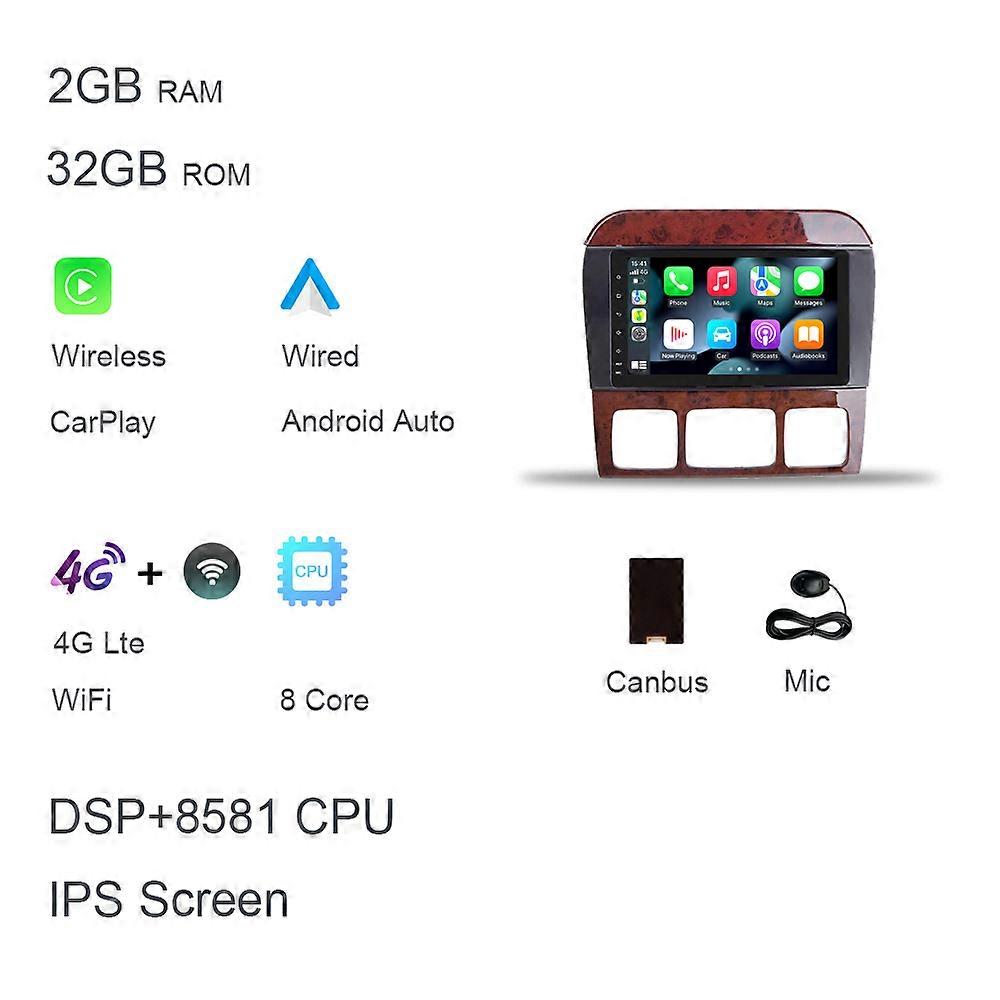 720P 8G + 256G DSP Carplay Auto Android 12.0 IPS Lettore DVD per auto GPS WIFI Bluetooth RDS Radio per Benz W220 S400 S420 W215 CL600