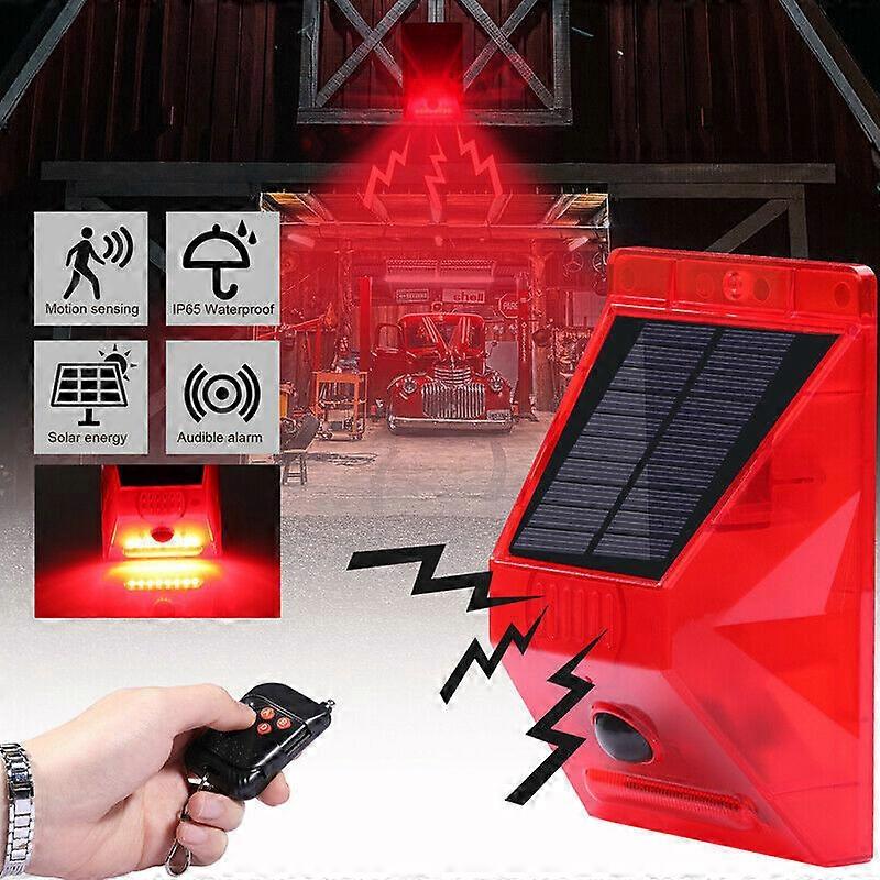 Solar Alarm LED Light Solar Strobe Light Wireless Motion Sensor Detector Outdoor