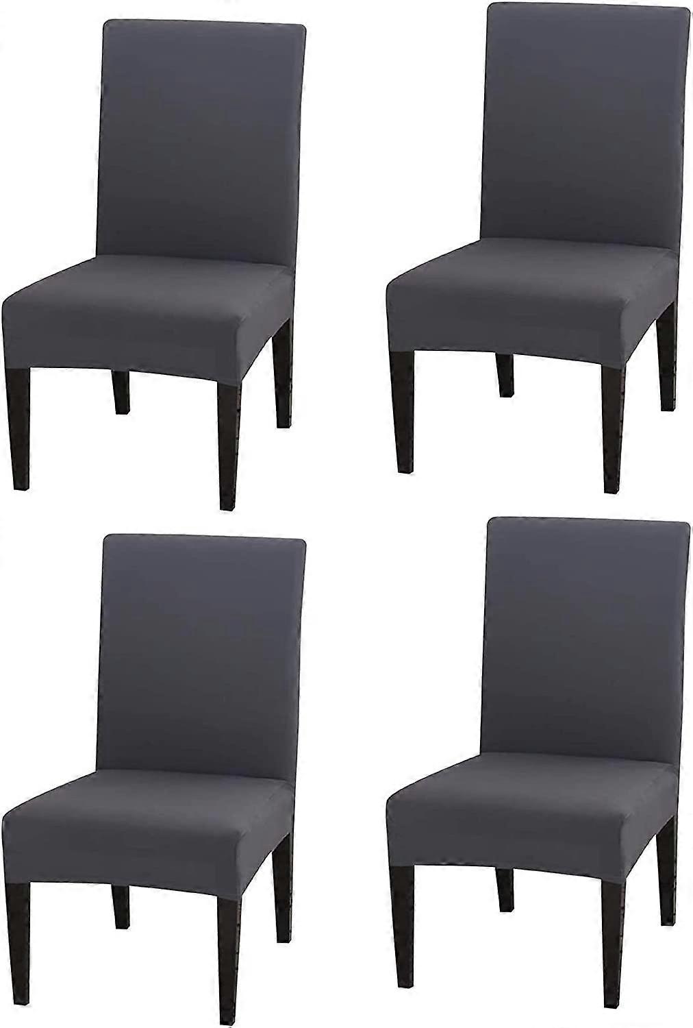 Stolsöverdrag Set med 4 stolsöverdrag Grå Elastisk och slitstark Stolsöverdrag Sits Lätt att rengöra och tvätta