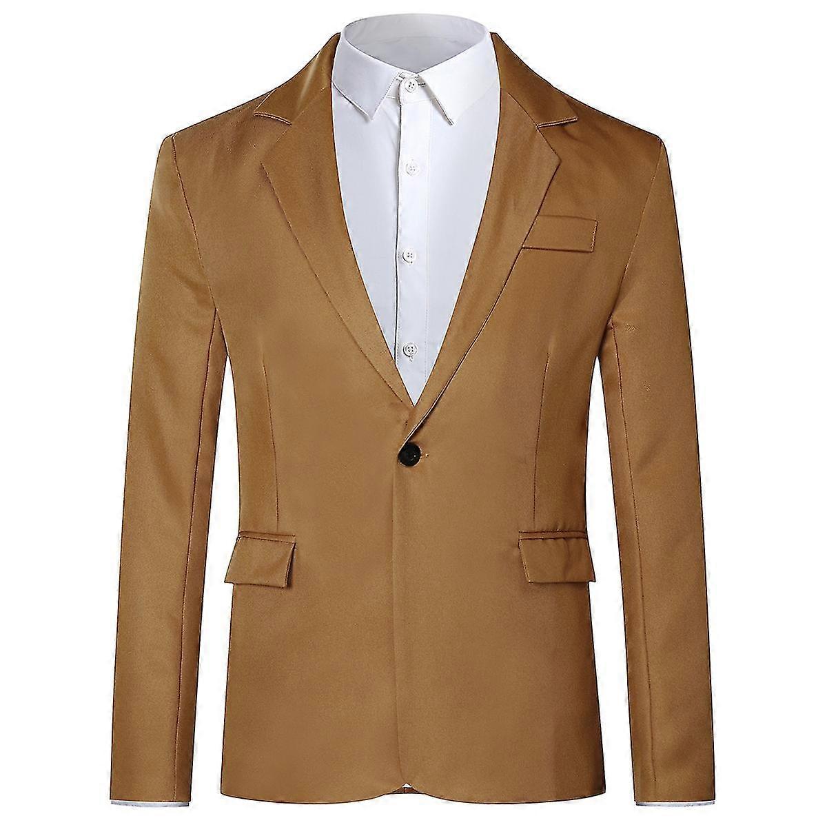 Naiwang Mens Business Casual Classic Notched Lapel Double Split Pure Color One Button Suit Jacket 11 Colors