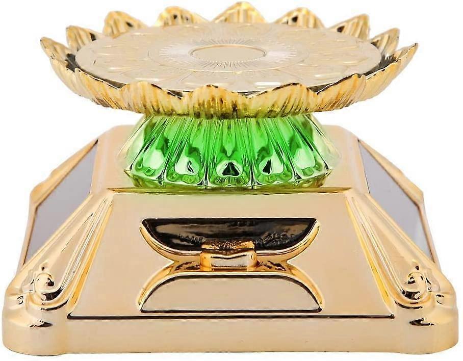 Rotating Display Stand Solar, Jewelry Phone Watch 360 Degree Rotating with LED Light 01Gold