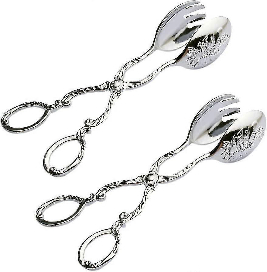 Small Buffet Salad Tongs, 8" Catering Chef Food Salad Grill Cutlery, Set Of 2